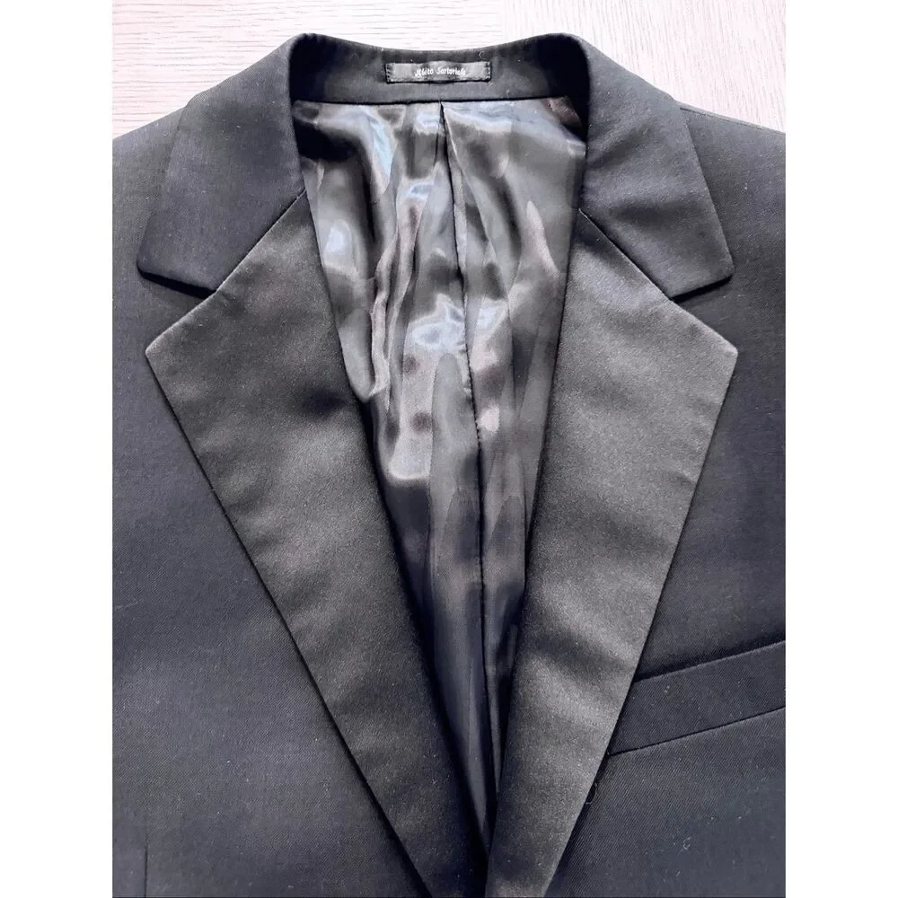 Matarazzi Uomo Tuxedo Suit Set Marzotto Italy Wool Cashmere Milano Fit 42R 36W